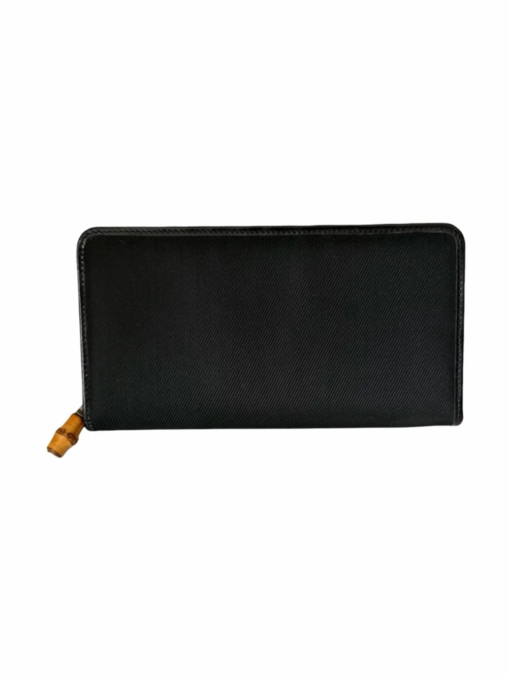 Gucci Bamboo Zip Around Wallet Black Nylon Patent Leather Trim - Picture 2 of 9